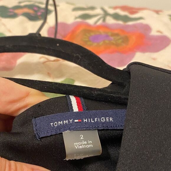 Tommy Hilfiger Black Midi Dress with Ruffle Sleeves Work School Office Small 2 - Picture 4 of 4